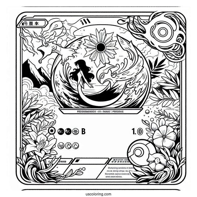 Pokemon Card Back Cover Coloring Sheet For Kids