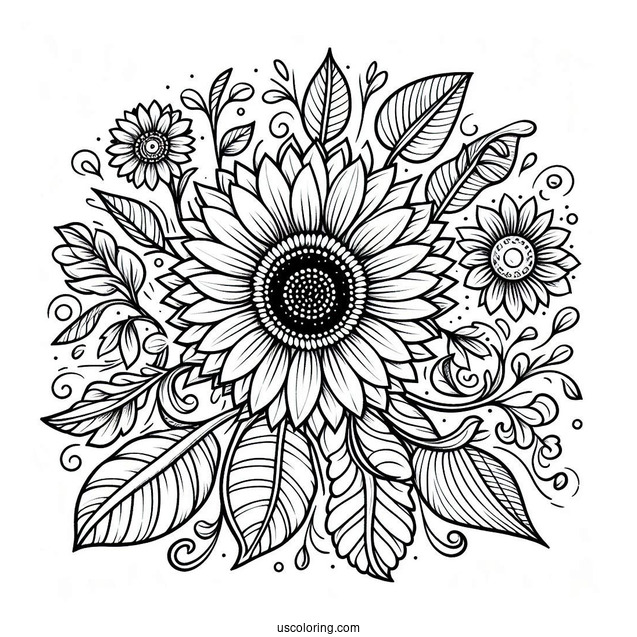 Joyous Sunflower Coloring Sheet
