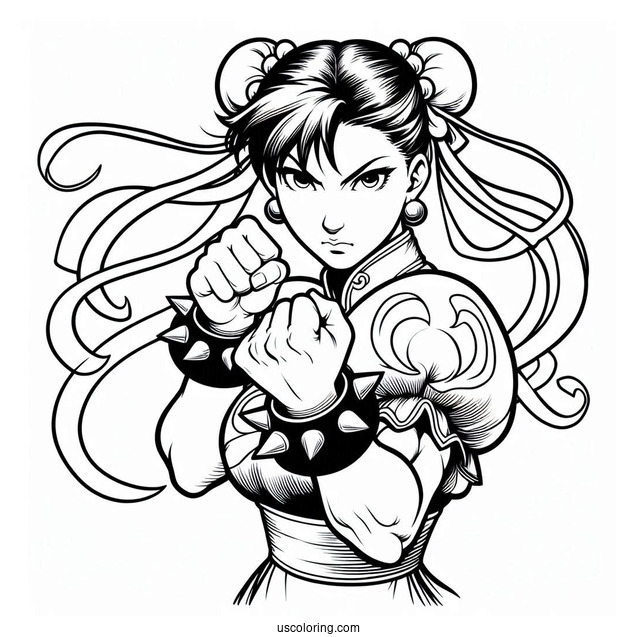 Street Fighter Coloring Page Of Pretty Chun Li For Kids
