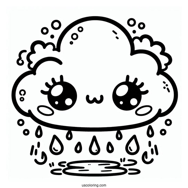 Rain Coloring Page Of Cute Little Raincloud For Preschoolers