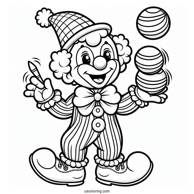 Happy Clown Juggling Coloring Sheet