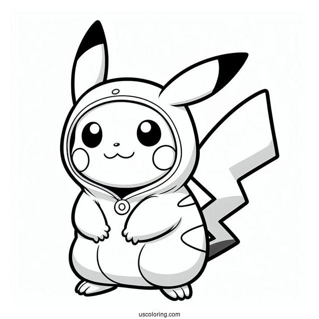 Pikachu In Charizard Costume Coloring Sheet
