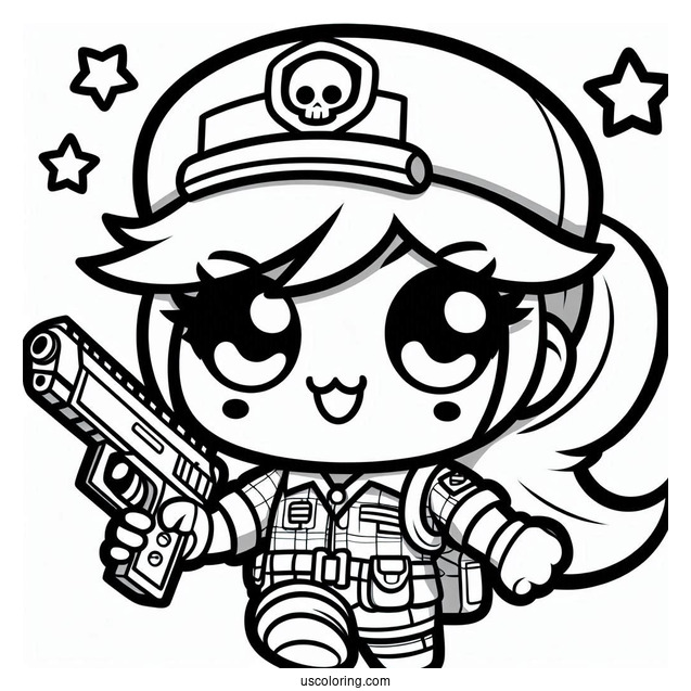 Brawl Stars Coloring Page Of Kawaii Jessie Carrying Her Gun