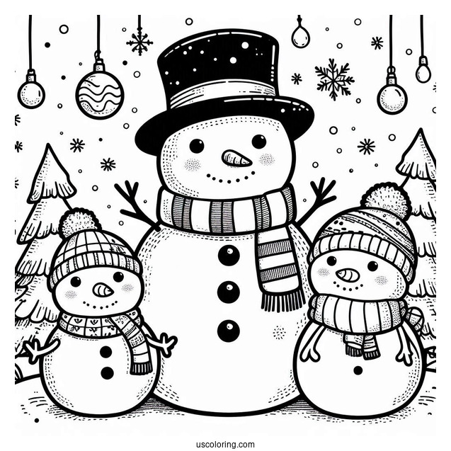 Snowman Family Coloring Sheet