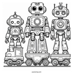 Robot Trains Coloring Page For Kids