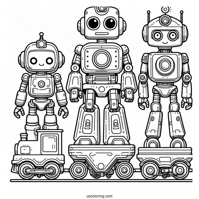 Robot Trains Coloring Page For Kids