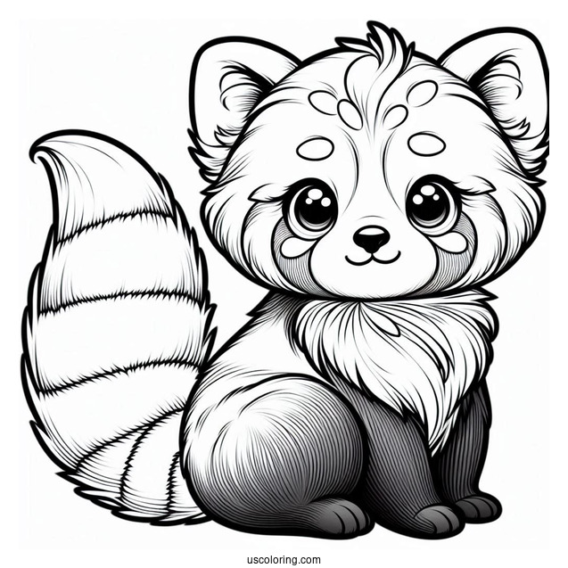 Cute Red Panda To Color