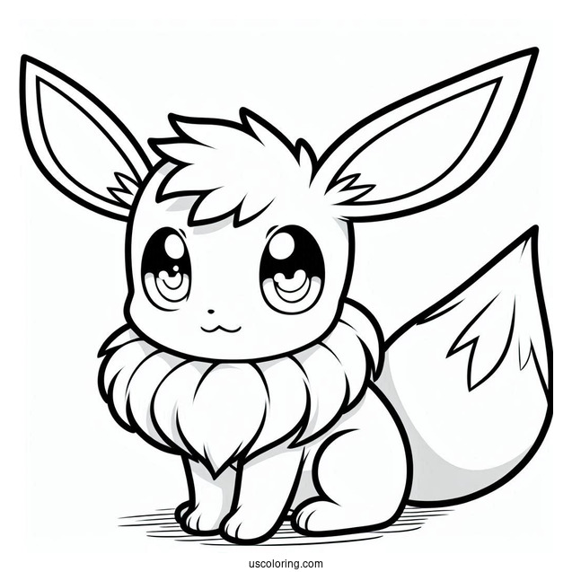 Chibi Eevee Coloring Page For Preschoolers