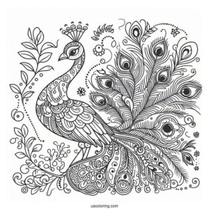 Simple Peacock Coloring Picture For Kids