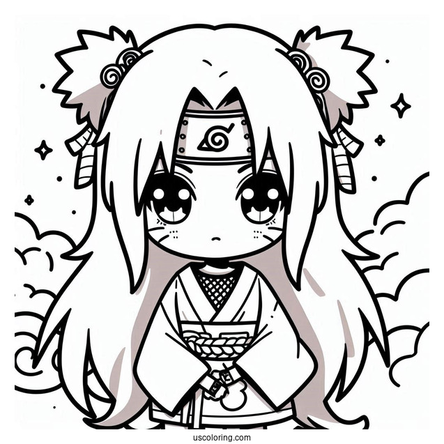 Naruto Coloring Page of Kawaii Uchiha Sasuke For Kids