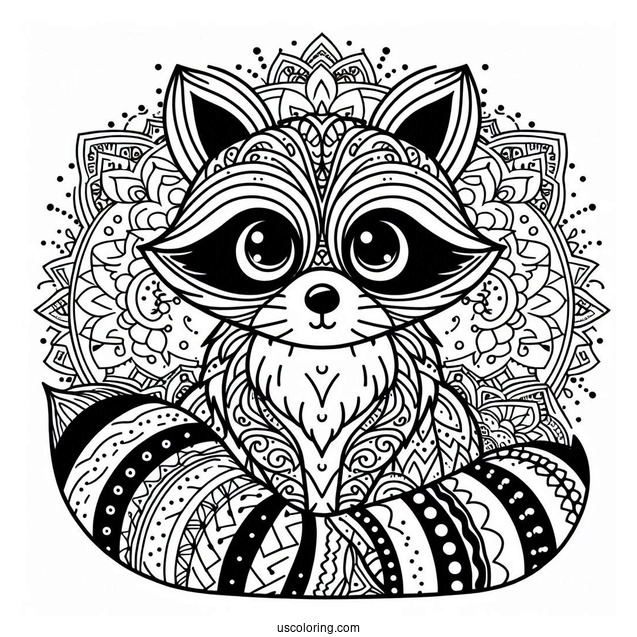 Intricate Raccoon Coloring Page Mandala