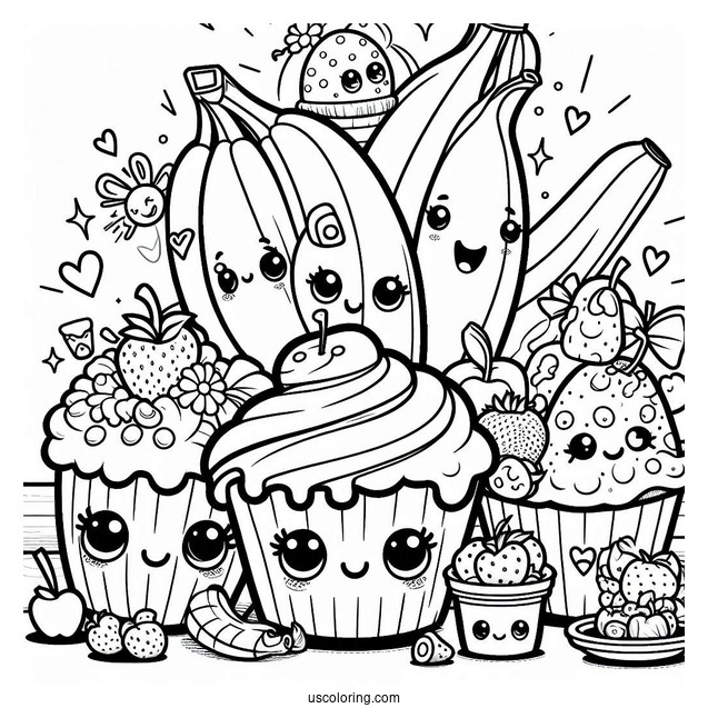 Coloring Sheet Of Buncho Bananas Shopkins