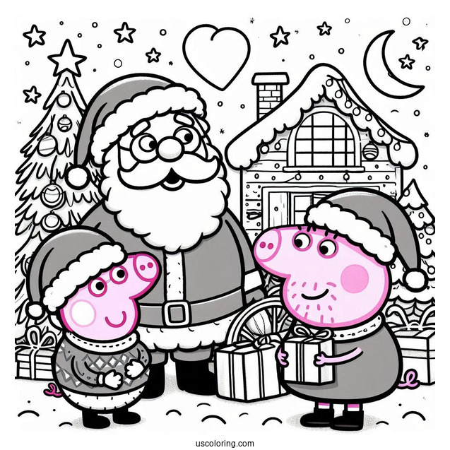 Peppa Pig And George With Santa At Christmas