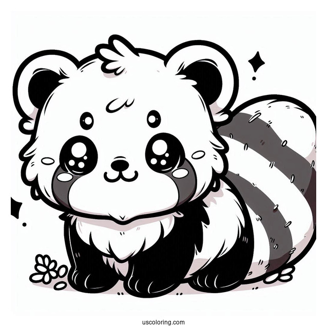 Kawaii Themed Red Panda Coloring Sheet