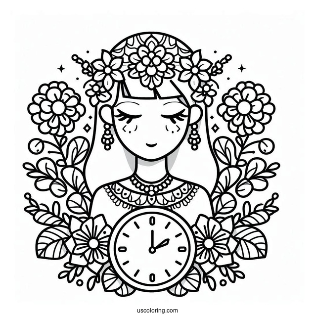 Simple To Color Clock For Kids