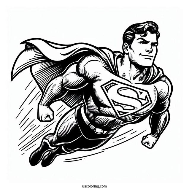 Flying Superman Coloring Page