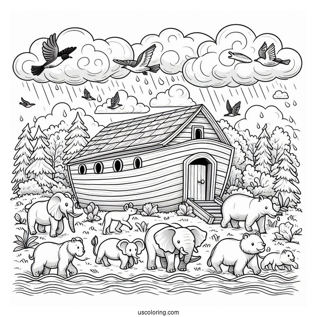 Animals Leaving Noah's Ark Coloring Page