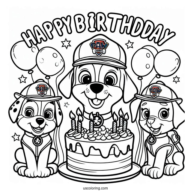 Happy Birthday Paw Patrol Coloring Sheet