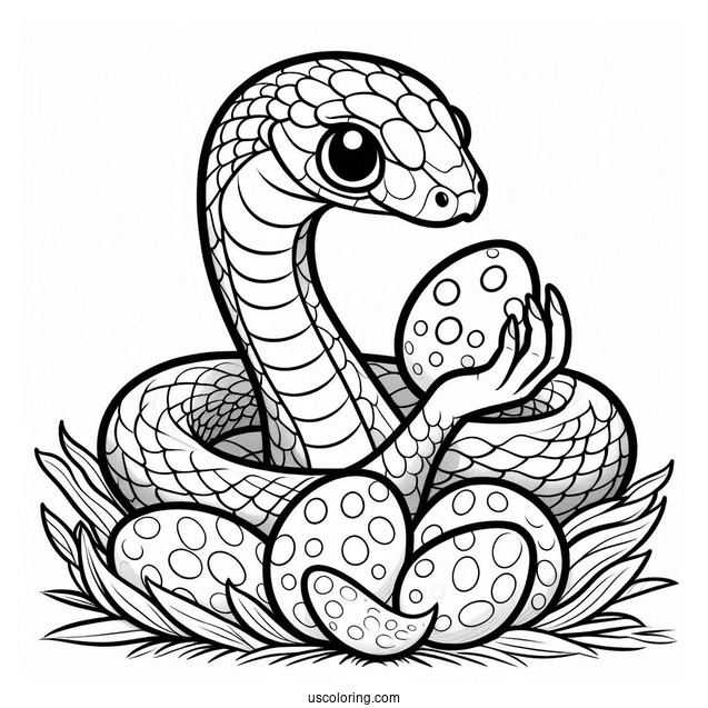 Mother Snake Protecting Eggs