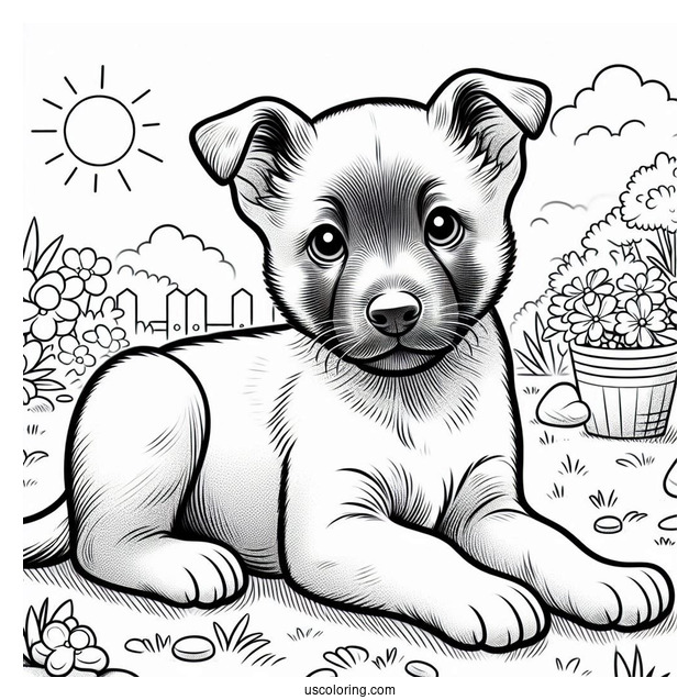 Belgian Malinois Puppy In Backyard