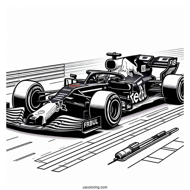 F1 Coloring Page Red Bull Racing RB18 On Race Track