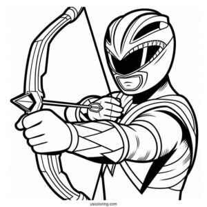 Power Ranger Holding Bow Coloring Sheet