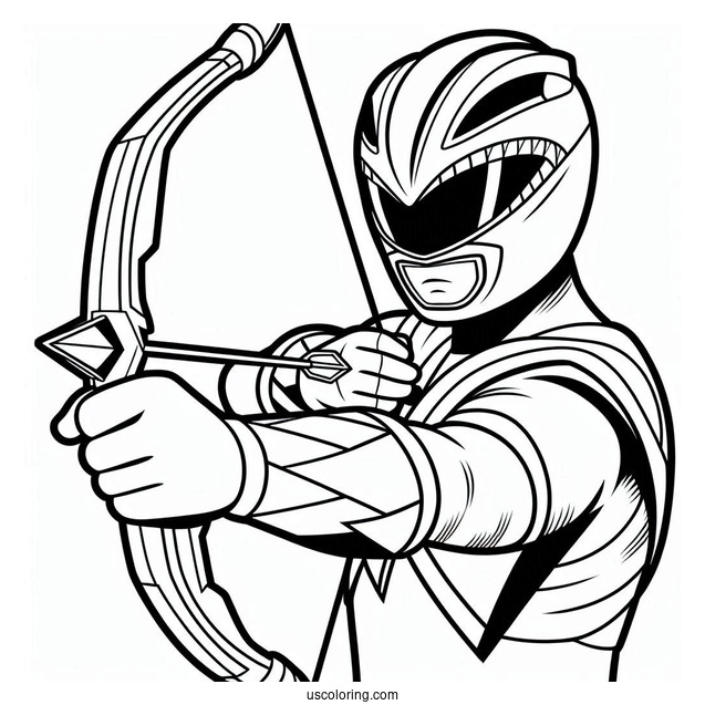 Power Ranger Holding Bow Coloring Sheet