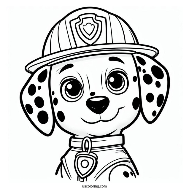 Dalmatian Marshall With Helmet To Color