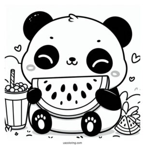 Kawaii Themed Panda With Watermelon