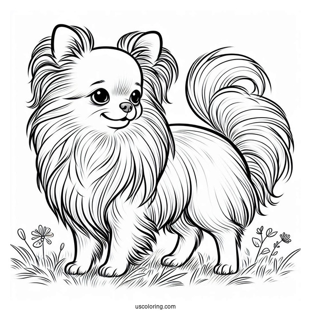Happy Long Hair Chihuahua Coloring Page Walking On Grass