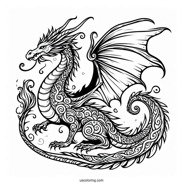 Easy To Color Dragon For Kids