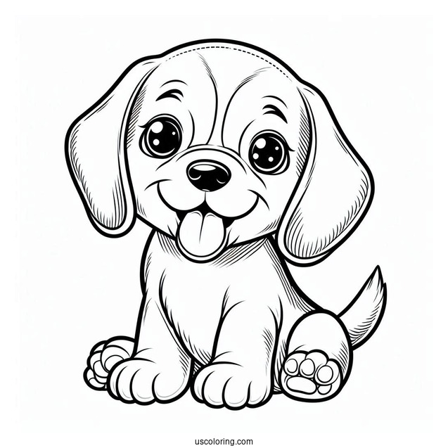 Beagle Puppy With Tongue Out Coloring In