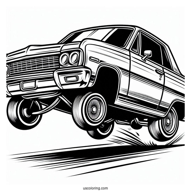 Easy Outline Of Lowrider Coloring Page Hopping Sideways For Kids