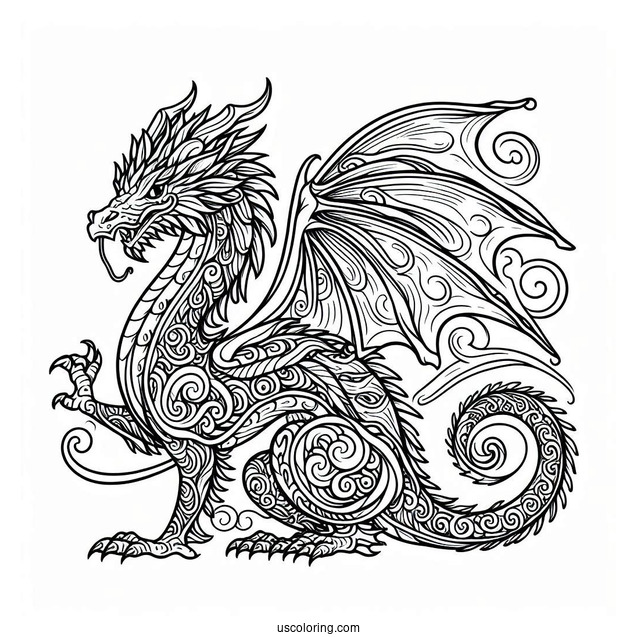 Mythical Dragon Coloring Sheet