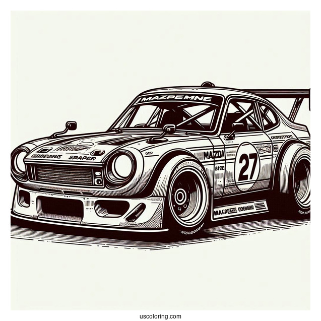 Old School Mazda Race Car Coloring Page