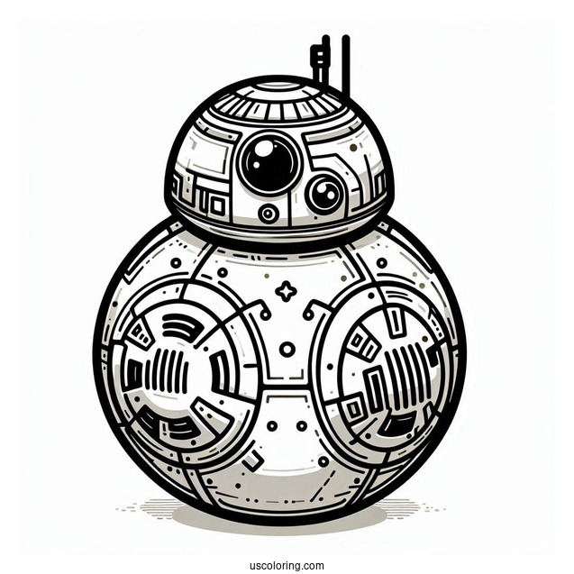 Detailed BB8 Outline Coloring Page