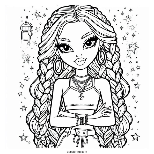 Yasmin In Braids And Crop Top Coloring Sheet