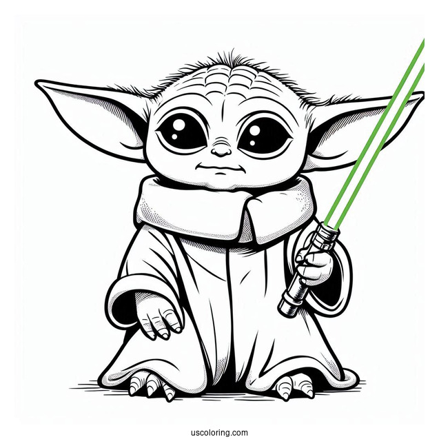 Baby Yoda Using The Force To Color