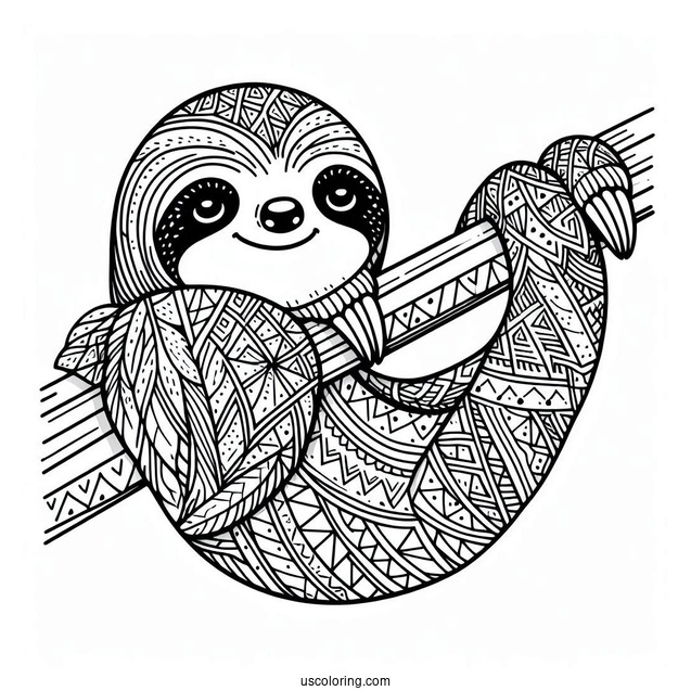 Sloth Stretched Out With Triangles