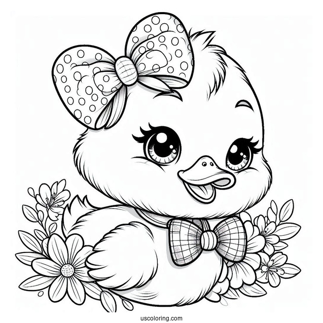 Smiling Duckling With Flower And Bowtie