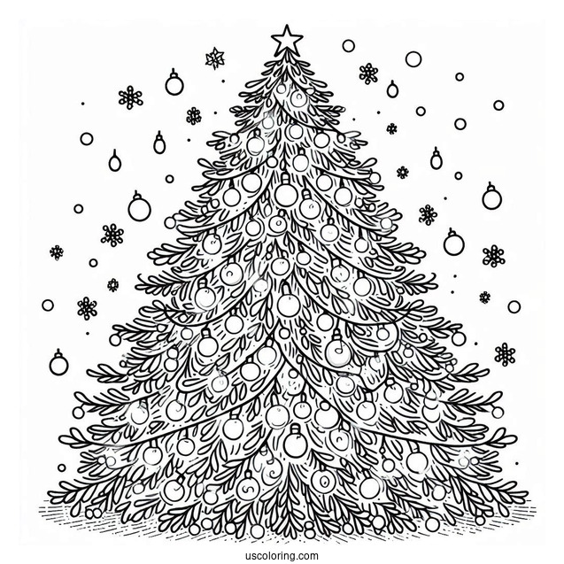 Christmas Tree With Lots Of Lights To Color