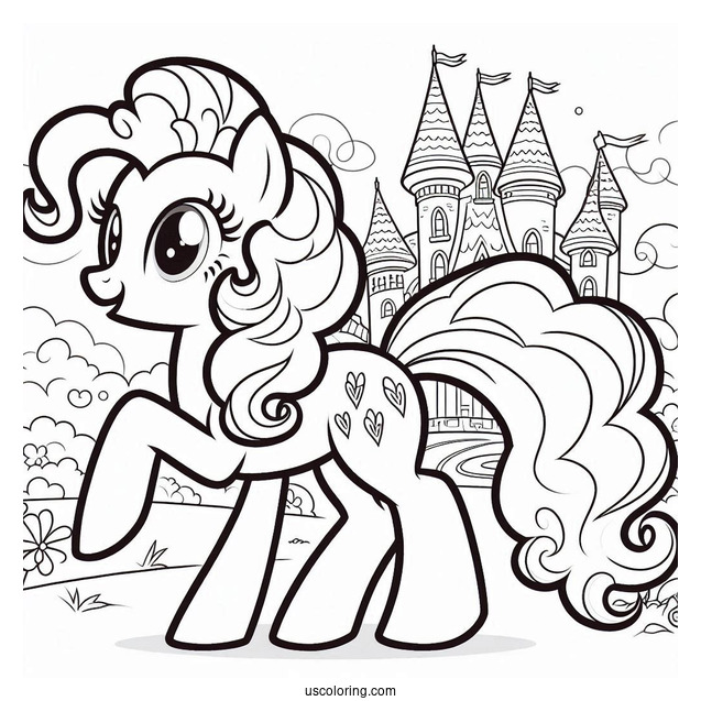 Pinkie Pie Coloring Page Trotting Outside Of A Castle