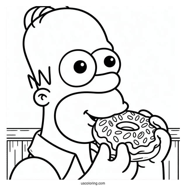 Homer Eating Donut Coloring Page
