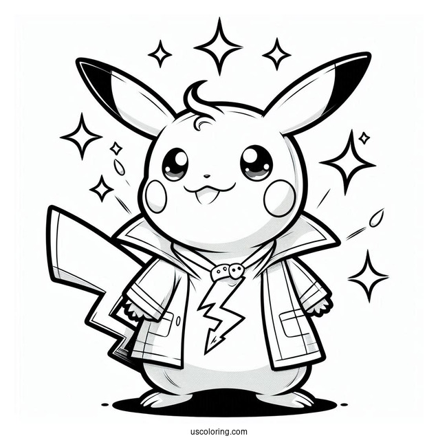 Pikachu In Charizard Costume Coloring Sheet