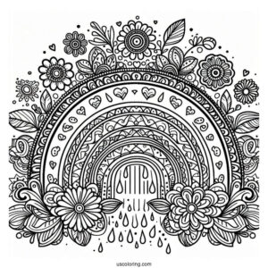 Hippy Themed Rainbow Coloring Sheet