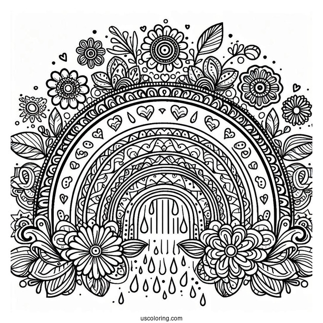 Hippy Themed Rainbow Coloring Sheet