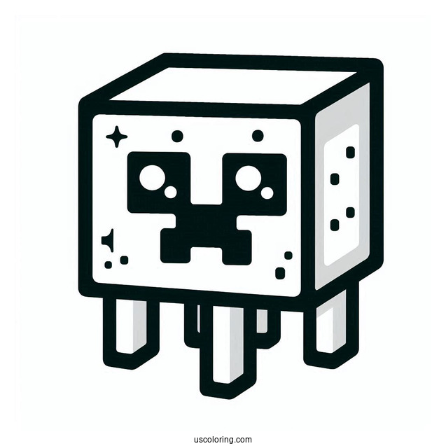 Cute Kawaii Themed Minecraft Creeper Coloring Page