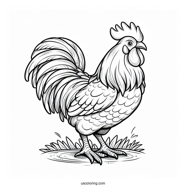Farm Rooster Coloring Picture
