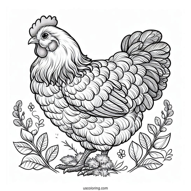 Brahma Chicken Coloring Page
