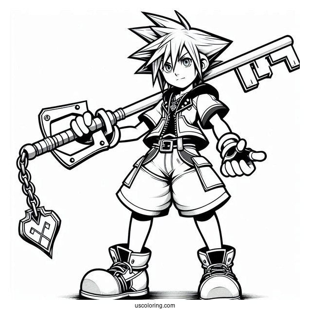 Super Smash Bros Coloring Page Of Sora Holding Keyblade